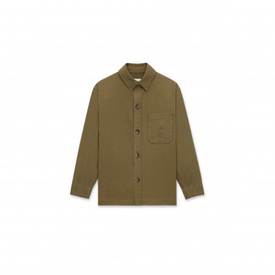 YSL CASSANDRE OVERSHIRT IN COTTON LINEN GABARDINE 838697Y253W3530